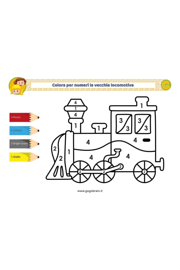 Colora per numeri la locomotiva