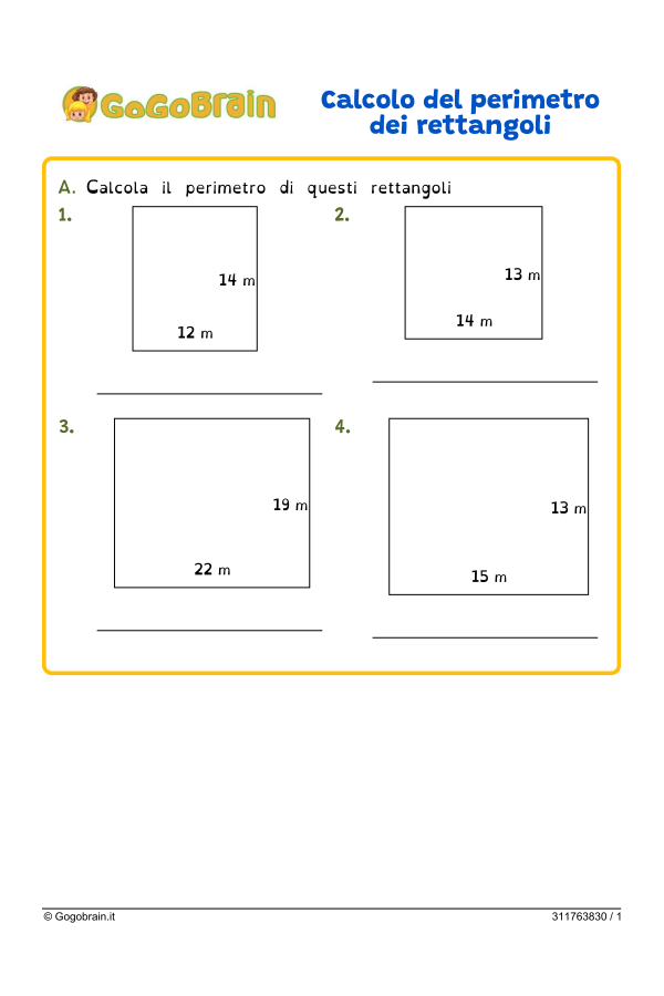Esercizio sul calcolo del perimetro di un rettangolo