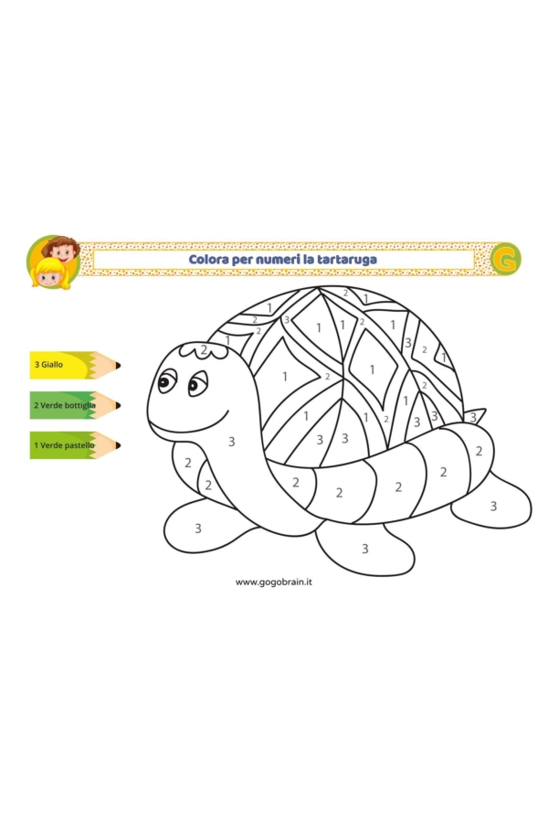 Colora per numeri la tartaruga