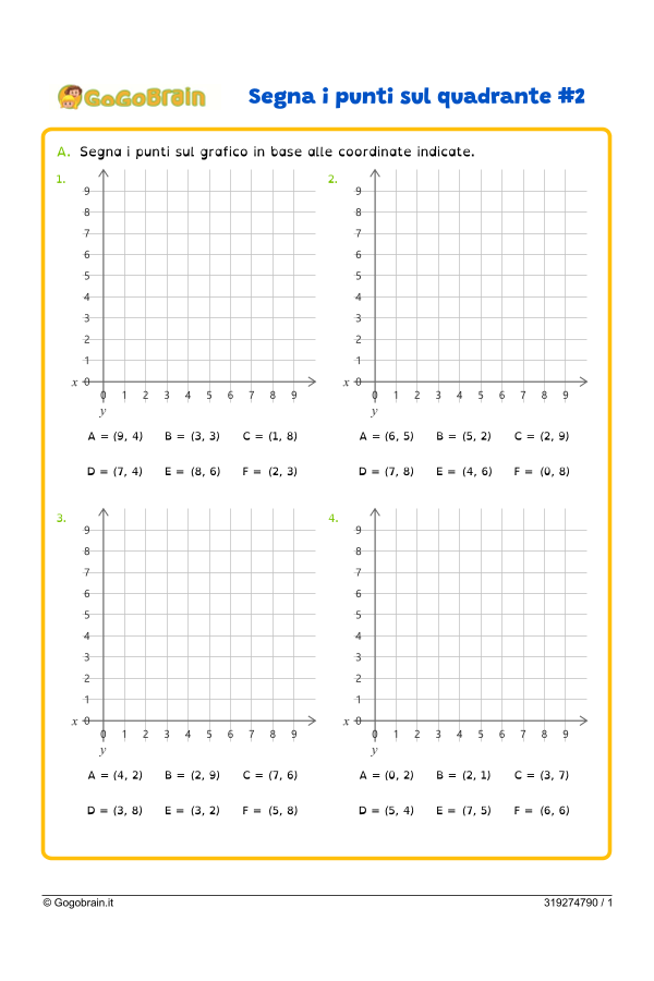 Segna sul quadrante i punti in base alle coordinate Esercizi#2