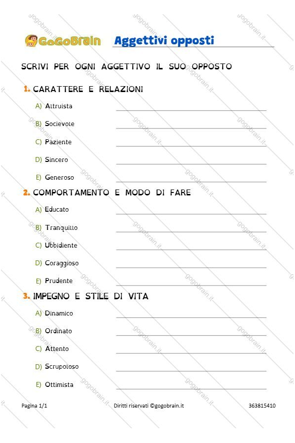 Trova gli aggettivi opposti - 1