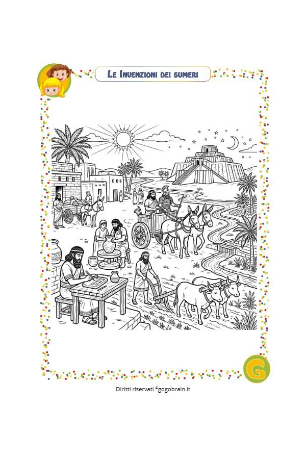 Le invenzioni dei Sumeri da colorare