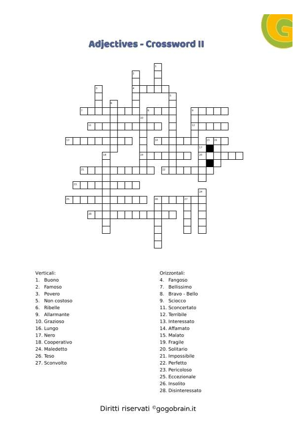 Cruciverba english adjectives. Wow!