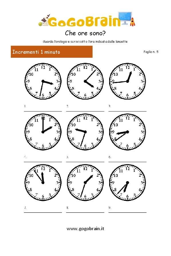 Che ora è? - Lancette 1 min - Foglio 5
