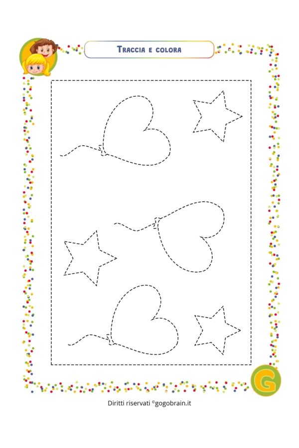 Traccia e colora stelle e palloncini