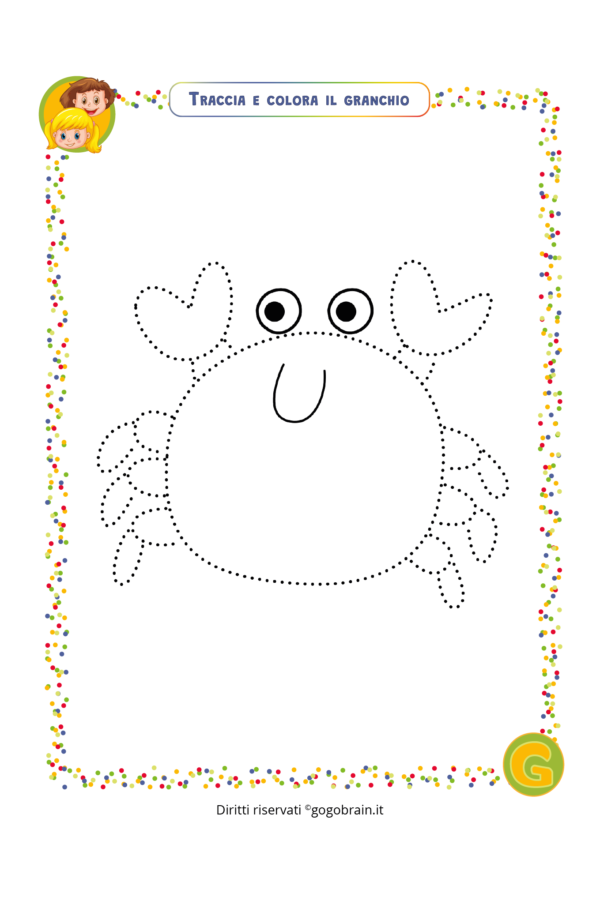 Traccia e colora il granchio degli abissi