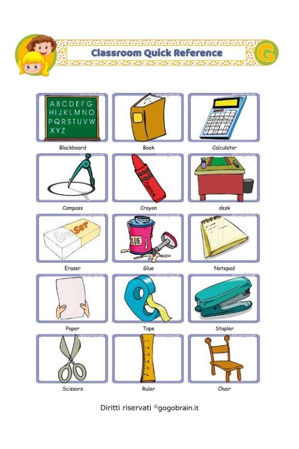 Guida veloce agli oggetti di scuola in inglese