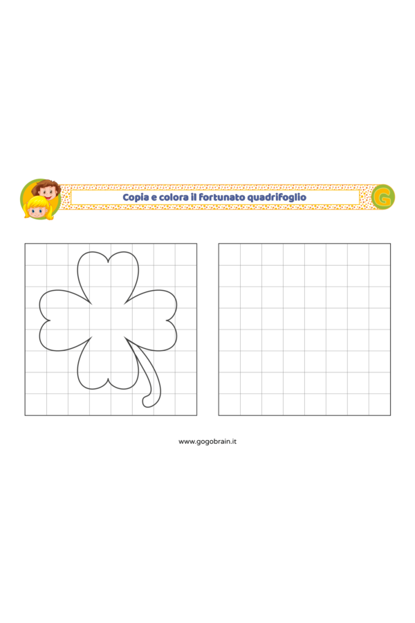 Copia e colora il fortunato quadrifoglio