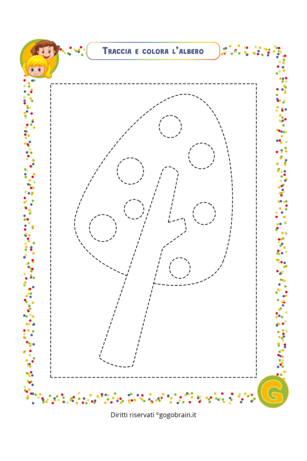 Traccia e colora il rigoglioso albero