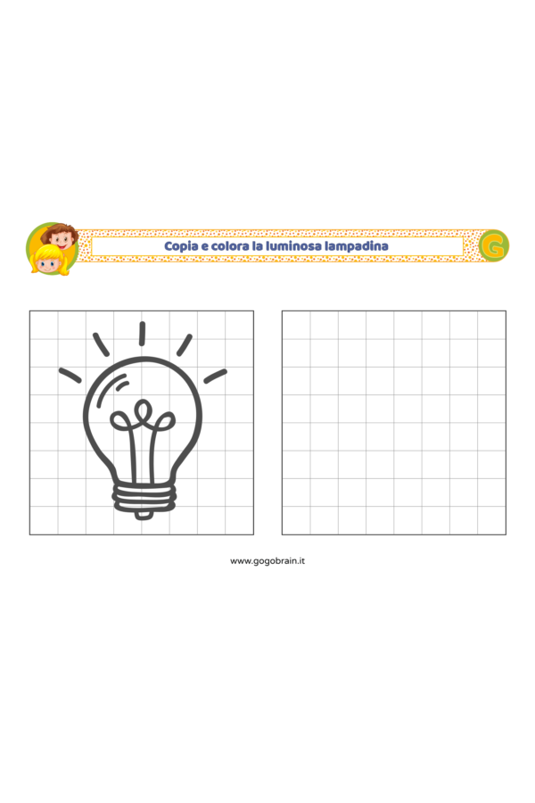 Copia e colora la luminosa lampadina