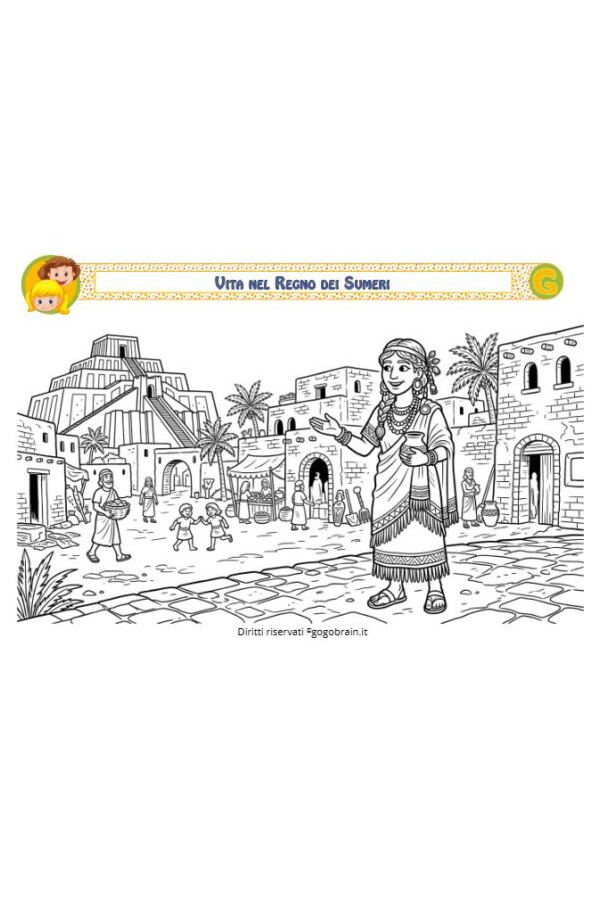I Sumeri da colorare - Scena di vita quotidiana