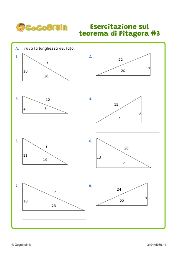 Esercizi sul teorema di Pitagora #3