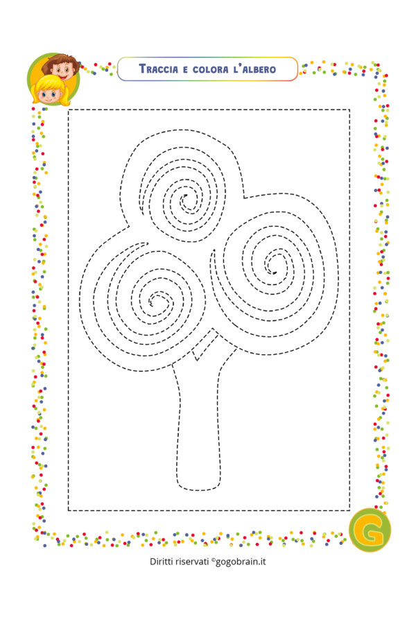 Traccia e colora il vecchio albero