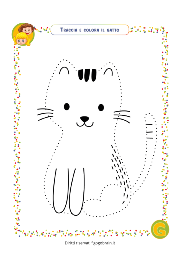 Traccia e colora il gatto