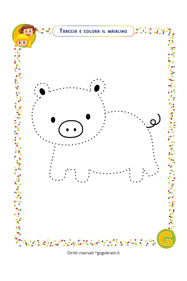 Traccia e colora il maialino