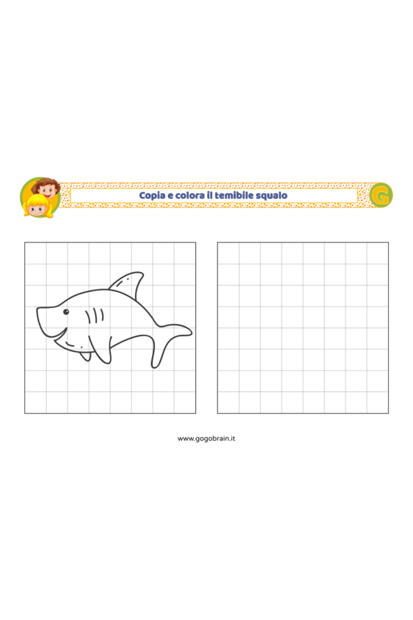 Copia e colora il temibile squalo