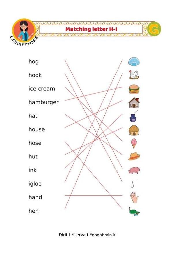 Collega i nomi alle immagini - Lettere H-I