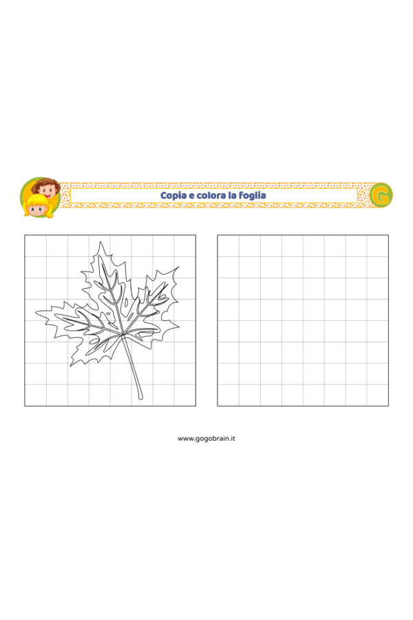 Copia e colora la foglia d'autunno