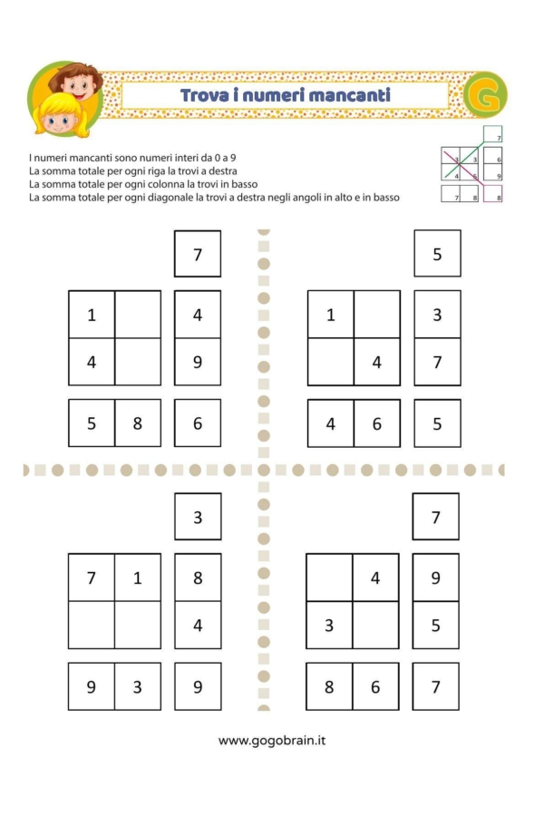 Trova 2 numeri per fare la somma giusta - Scheda 1
