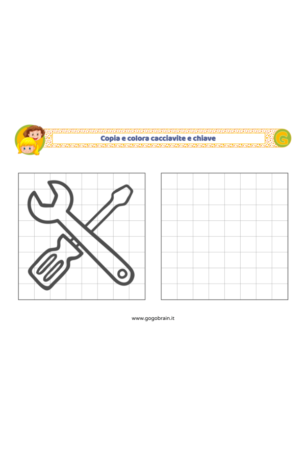 Copia e colora cacciavite e chiave