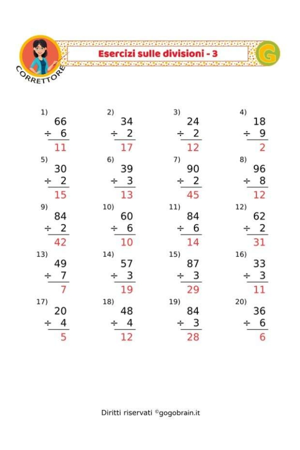 Esercizi sulle divisioni - Scheda 3