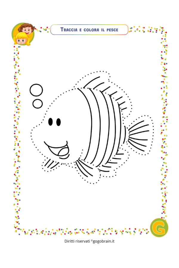 Traccia e colora il pesce