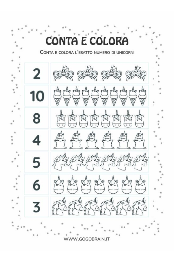 Conta e colora gli unicorni #2