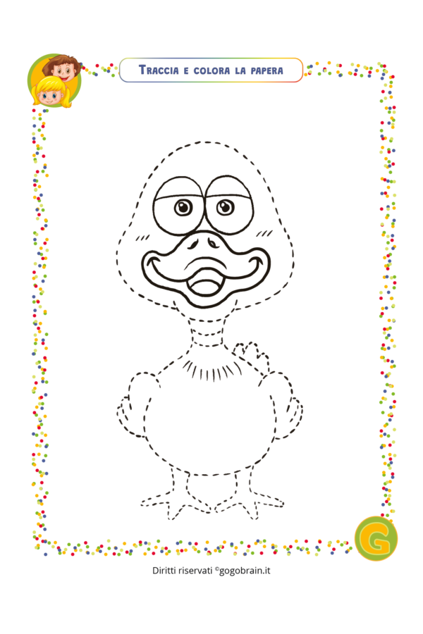 Traccia e colora la papera