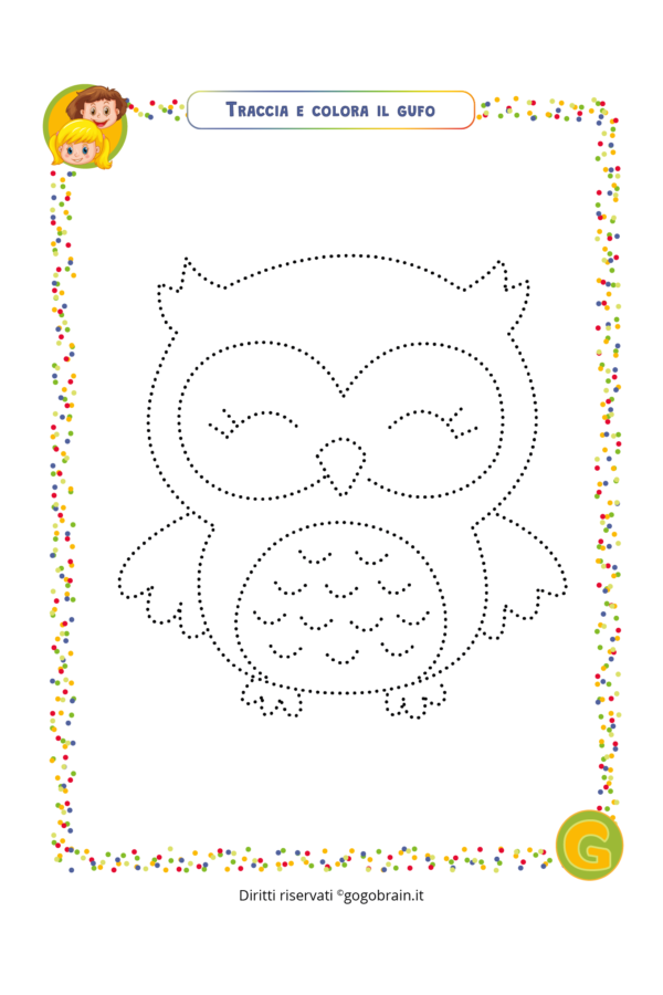 Traccia e colora il gufo