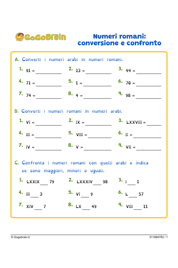 Numeri romani: conversione e confronto