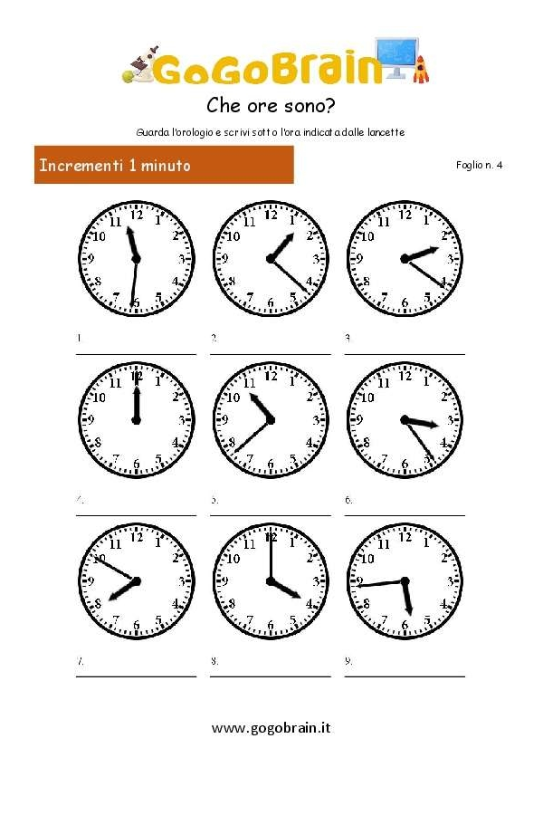 Che ora è? - Lancette 1 min - Foglio 4