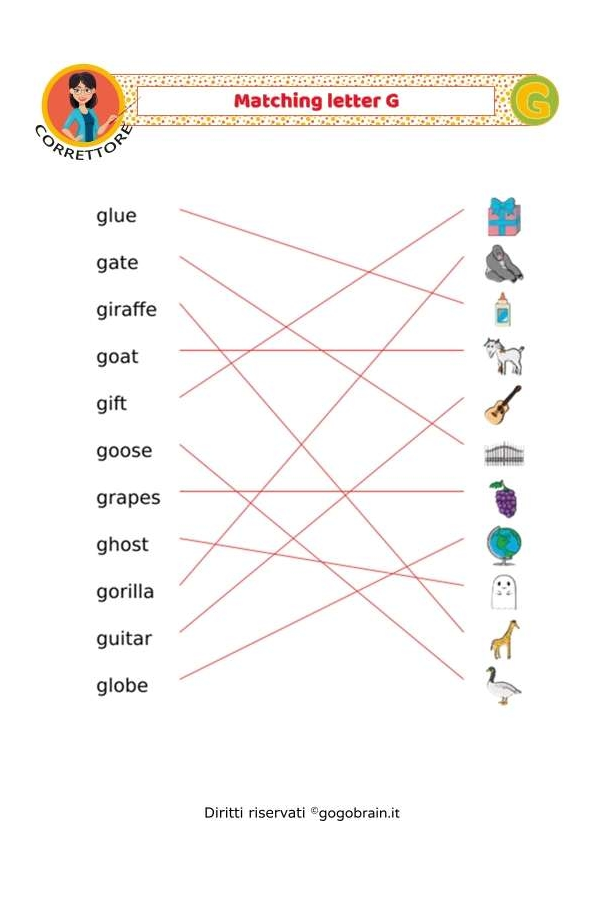 Collega i nomi alle immagini - Lettera G