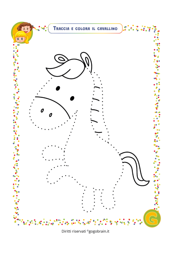 Traccia e colora il cavallino