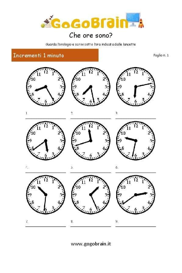 Che ora è? - Lancette 1 min - Foglio 1